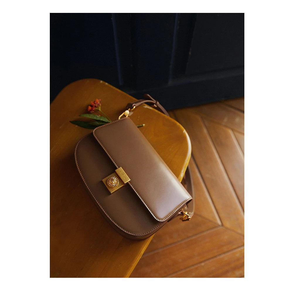 LA FESTIN 2024 New Trendy Ladies High-end Simple Saddle Bag Fashionable Leather Shoulder Messenger Handbag High-quality Brand